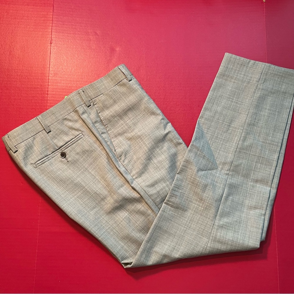 SuitSupply Soho LIght GRAY Pants/Trousers 36Wx31 VBC Wool SLIM Flat Front Susu